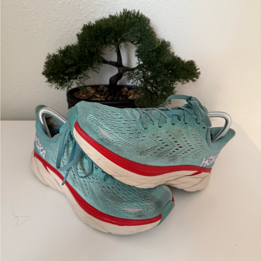 Hoka Women's Teal and Red Athletic Shoes - Picture 2 of 5